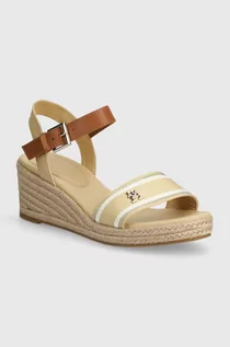 Sandały damskie - Tommy Hilfiger sandały WEBBING WEDGE SANDAL kolor beżowy FW0FW08044 - grafika 1