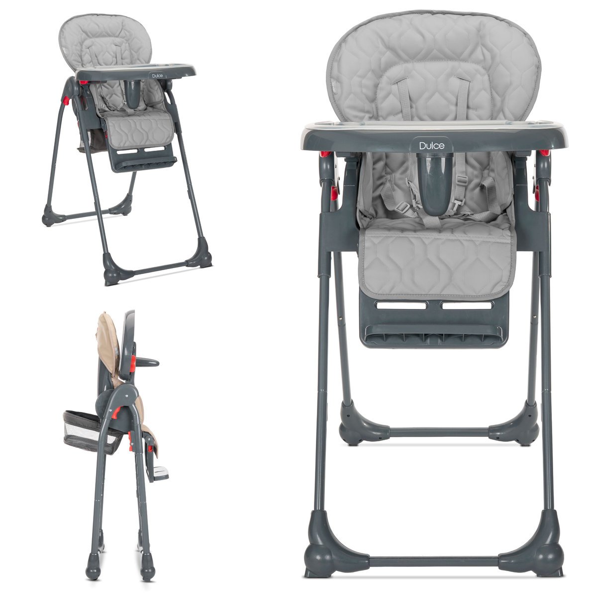 KRZESEŁKO DO KARMIENIA SKŁADANE REGULOWANE KÓŁKA LORELLI DULCE