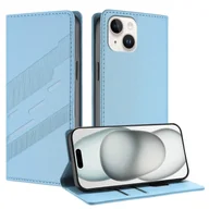 Etui i futerały do telefonów - Etui na Iphone 15, miękkie etui na telefon z klapką ze skóry PU z klapką - odporne na wstrząsy etui na telefon - ciemnozielone Jasnoniebieski - miniaturka - grafika 1