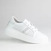 Półbuty damskie - Półbuty damskie buty GOODIN GD-LX1043 beż skóra naturalna ażurek lekkie 38 - miniaturka - grafika 1