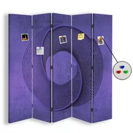 Parawany - Parawan pokojowy FEEBY, Abstrakcyjny okrąg fiolet, Dwustronny PIN 180x170cm 5-częściowy - miniaturka - grafika 1