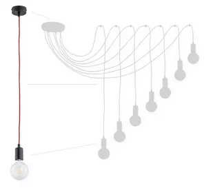Lemir Maris lampa wisząca 7-punktowa czarna/czerwona O2757 W7 CZA + CZE O2757 W7 CZA + CZE - Lampy sufitowe - miniaturka - grafika 1