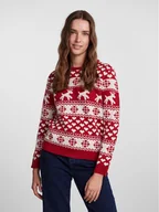 Swetry damskie - Pieces Sweter 17121018 Czerwony Regular Fit - miniaturka - grafika 1