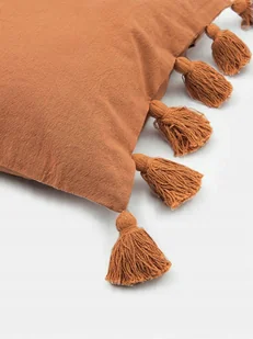 Poszewka dekoracyjna poduszkę 45x45 FRĘDZLE chwostami KAWOWY z frędzlami - Poszewki na poduszki - miniaturka - grafika 1
