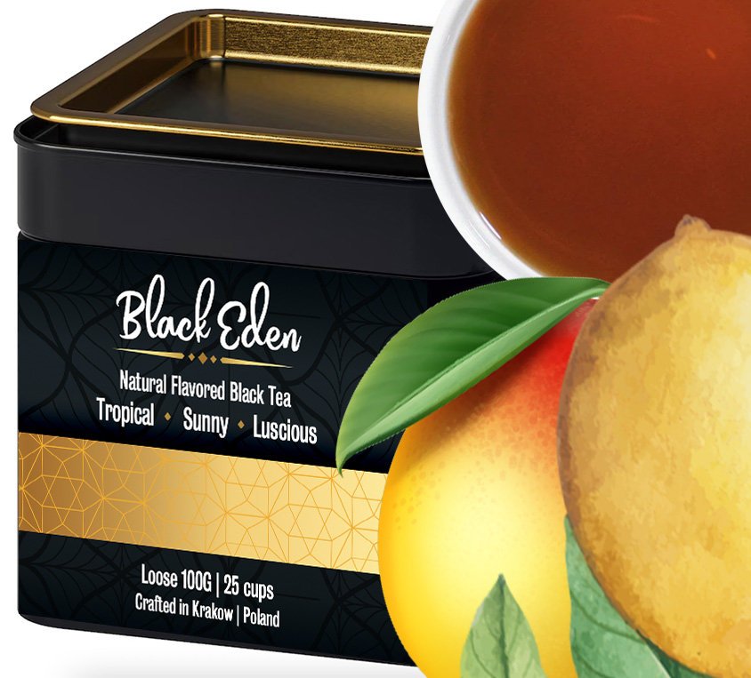 Czarna Herbata Mango Naturalne Dodatki w Puszce na Prezent Smakowa Tropikalna