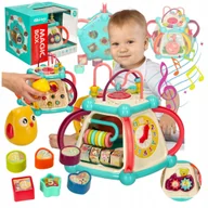 Zabawki interaktywne dla dzieci - Kostka Sensoryczna Edukacyjna Montessori Interaktywna Złap Robaczka 7w1 - miniaturka - grafika 1