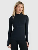 Bielizna sportowa damska - 4F Bielizna termiczna ocieplana (góra) damska - czarna XL - miniaturka - grafika 1