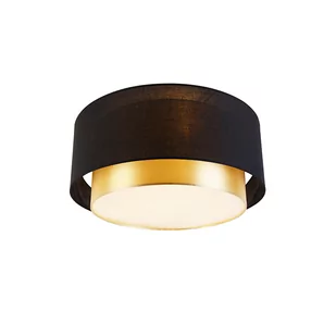 QAZQA Nowoczesna lampa sufitowa czarna ze złotem 50 cm 3-punktowa - Drum Duo - Lampy sufitowe - miniaturka - grafika 2