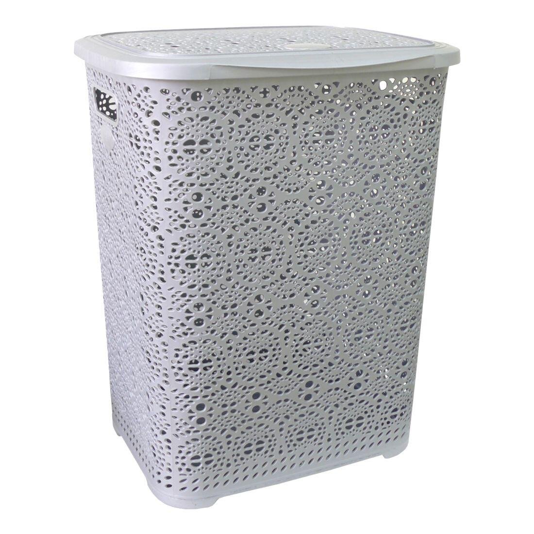 Plastikowy kosz na pranie MONAKO 57x45x38cm metaliczny szary