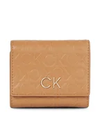 Portfele - Calvin Klein Portfel damski Re-Lock Trifold Xs Emb K60K611321 Brązowy - miniaturka - grafika 1