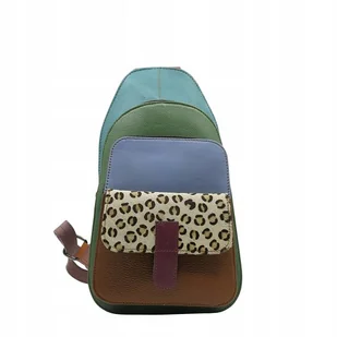 Plecak na jedno ramię skórzany kolorowy damski kieszenie ze skrawków OLIVKA - Torebki damskie - miniaturka - grafika 1
