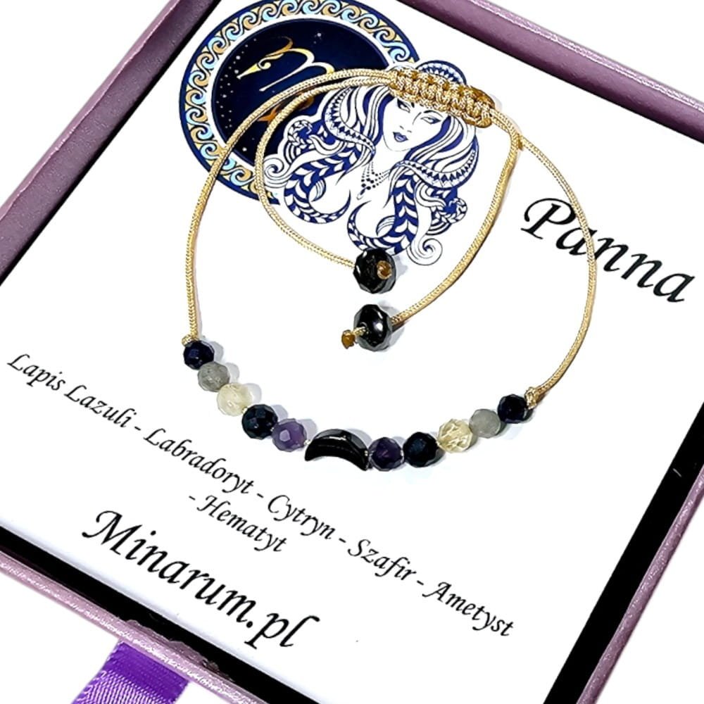 Bransoletka znak zodiaku Panna Lapis Lazuli Labradoryt Cytryn bransoletka z kamieni naturalnych