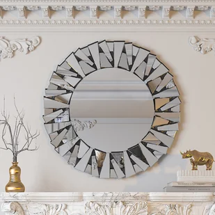 WISFOR lustro ścienne 80 cm, okrągłe lustroReplika acyjne lustro do makijażu lustro łazienkowe, lustro do salonu sypialni łazienki przedpokoju, szkło - Lustra - miniaturka - grafika 1