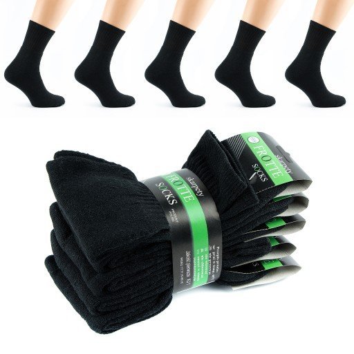 5X Skarpetki Skarpety Grube Bawełniane Czarne Męskie 44-46
