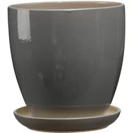 Donice - Doniczka ceramiczna z podstawką klasyczna 15 x 14 cm szary mat symbol 946 - miniaturka - grafika 1