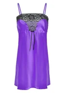 Piżamy damskie - HALKA FLORES SATYNA FIOLET - D Karen - miniaturka - grafika 1