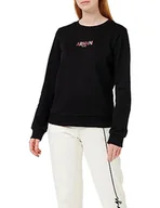 Bluzy damskie - Armani Exchange Damska bluza z logo Capsule Round Neck French Terry, czarny, L - miniaturka - grafika 1