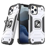 Etui i futerały do telefonów - Wozinsky Ring Armor pancerne hybrydowe etui pokrowiec + magnetyczny uchwyt iPhone 12 Pro Max srebrny - miniaturka - grafika 1