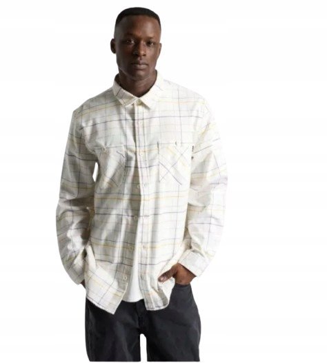 Burton Biała Koszula Męska Casual w Kratę z Guzikami M Kwa