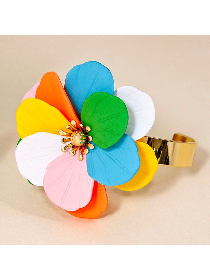 LA CHIQUITA Pozłacana bransoletka z liśćmi z żywicy