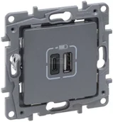 Gniazdka elektryczne - Legrand Gniazdo podwójne USB Niloe Selection 762397 typ A+C 3 A stal - miniaturka - grafika 1