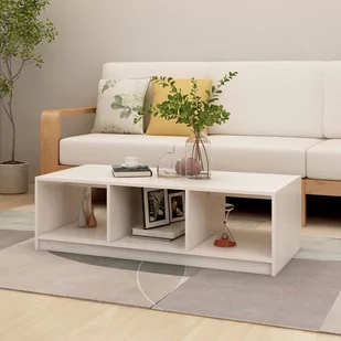 shumee shumee Stolik kawowy biały 110x50x34 cm drewno sosnowe - Ławy i stoliki kawowe - miniaturka - grafika 1