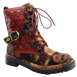 Laura Vita Botki damskie skórzane INCASO 36 ROUGE czerwone - Botki damskie Laura Vita Botki damskie skórzane INCASO 36 ROUGE czerwone - Botki damskie - miniaturka - grafika 1