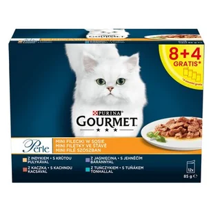 Karma dla kota Purina Gourmet Perle mini fileciki w sosie 1020 g (12 x 85 g) - Mokra karma dla kotów - miniaturka - grafika 1
