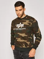 Bluzy męskie - Alpha Industries Bluza Basic 178302C Zielony Regular Fit - miniaturka - grafika 1