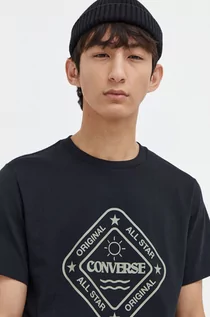 Koszulki męskie - Converse t-shirt bawełniany męski kolor czarny z nadrukiem - grafika 1