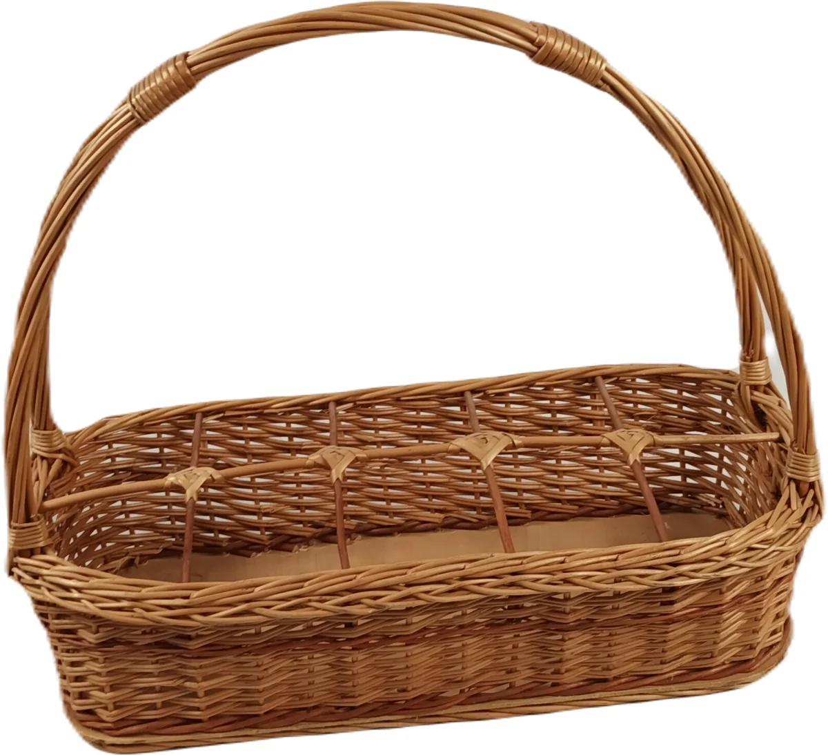 Koszyk wiklinowy na 10 butelek brązowy 50x23x40 cm