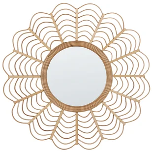 Bambusowe Okrągłe Lustro Ścienne Słońce ⌀ 60 Cm Naturalne Tumbit - Lustra - miniaturka - grafika 1