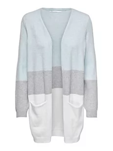 Only Kobiety Onlqueen L/S Long Cardigan Knt Noos Kardigan, Szary/Niebieski, M - Swetry damskie - miniaturka - grafika 1