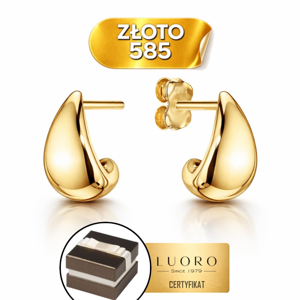 KOLCZYKI ZŁOTE 585 14K TRÓJKĄTY GŁADKIE SZTYFT ELEGANCKIE 13,7 MM