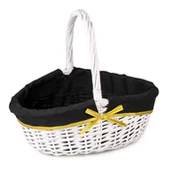 Kosze wiklinowe - BIAŁY KOSZ Z CZARNO-ZŁOTYM MATERIAŁEM 41x36x18/40 cm TIN TOURS - miniaturka - grafika 1