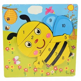 PUZZLE DREWNIANE PIERWSZA UKŁADANKA EDUKACYJNA 10 ELEMENTÓW RÓŻNE WZORY - Układanki dla dzieci - miniaturka - grafika 1