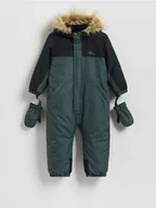 Spodenki dla niemowląt - Reserved - Ocieplany kombinezon z rękawiczkami - zielony - miniaturka - grafika 1