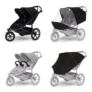 Wózek sportowy Thule Urban Glide 3 Double Black + 2x Pałąk bezpieczeństwa + Osłona przeciwdeszczowa + Siatka przeciw komarom - Wózki dziecięce - miniaturka - grafika 1