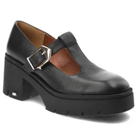 Półbuty damskie - Czarne Półbuty Karino Modne Skórzane Buty Damskie - miniaturka - grafika 1