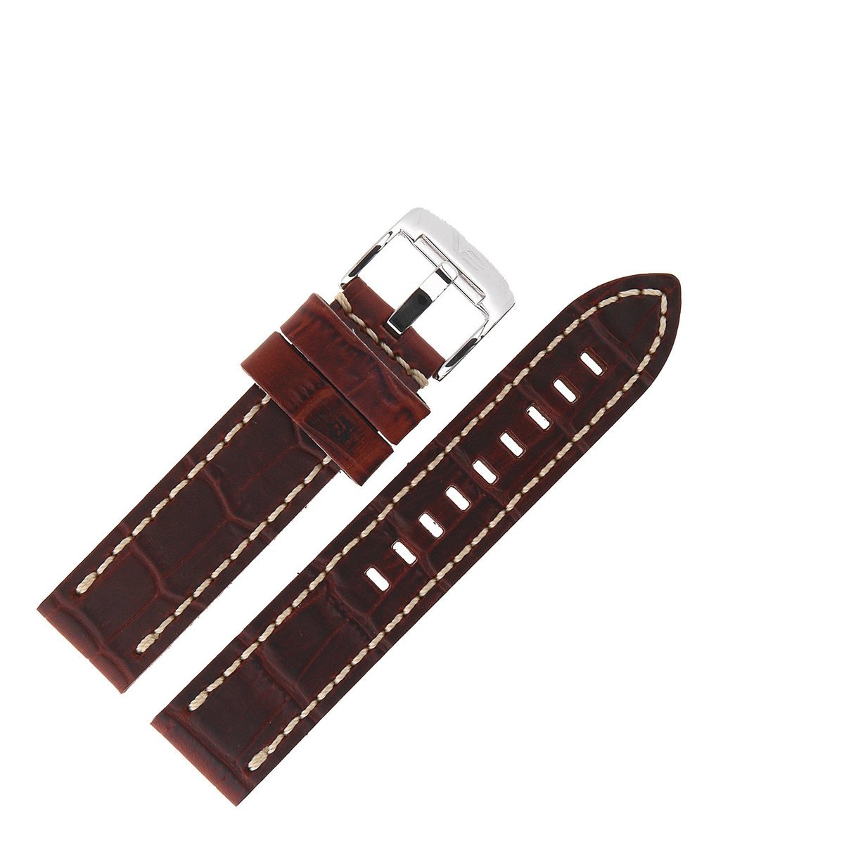 Pasek Space Race - Skóra (A665) brązowy croco z kremowym p. błyszcząca kl.