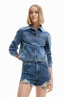 Kurtki damskie - Desigual kurtka jeansowa damska kolor niebieski przejściowa - miniaturka - grafika 1
