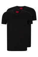 Koszulki męskie - HUGO Męski T-shirt w kształcie litery V, dwupak z elastycznej bawełny dżersejowej z dekoltem w serek, Schwarz (Black 001), XS - miniaturka - grafika 1