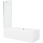 Wanny - Mexen Cube wanna prostokątna 170 x 80 cm z obudową i parawanem 1-skrzydłowym 60 cm, transparent, chrom - miniaturka - grafika 1
