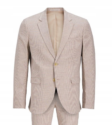 Jack & Jones Super Slim Garnitur Męski Beżowy W Kratkę 50 Jsf