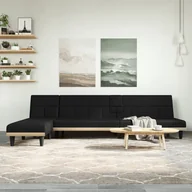 Narożniki - Sofa rozkładana w kształcie L, czarna, 255x140x70 cm, tkanina Lumarko! - miniaturka - grafika 1