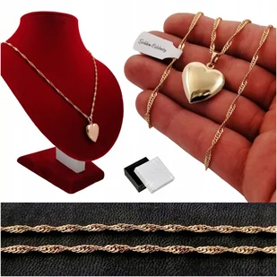 ZŁOTY NASZYJNIK + SERCE PEŁNE 18K PREZENT DLA DZIEWCZYNY NA 18 URODZINY - Naszyjniki - miniaturka - grafika 1