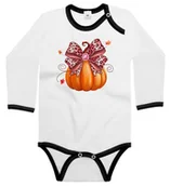 Body dla niemowląt - Body dziecięce Dynia Z Różową Kokardą W Panterkę Dzień Dyni 62/68 - miniaturka - grafika 1