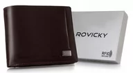 Portfele - Klasyczny, elegancki portfel męski ze skóry naturalnej - Rovicky - miniaturka - grafika 1