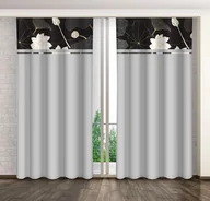 Zasłony - Zasłona gotowa na żabki, 160x250, szara w kwiaty, ZMK-117 - miniaturka - grafika 1