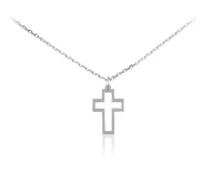Biżuteria religijna - Srebrny naszyjnik z krzyżykiem - FD30 - miniaturka - grafika 1